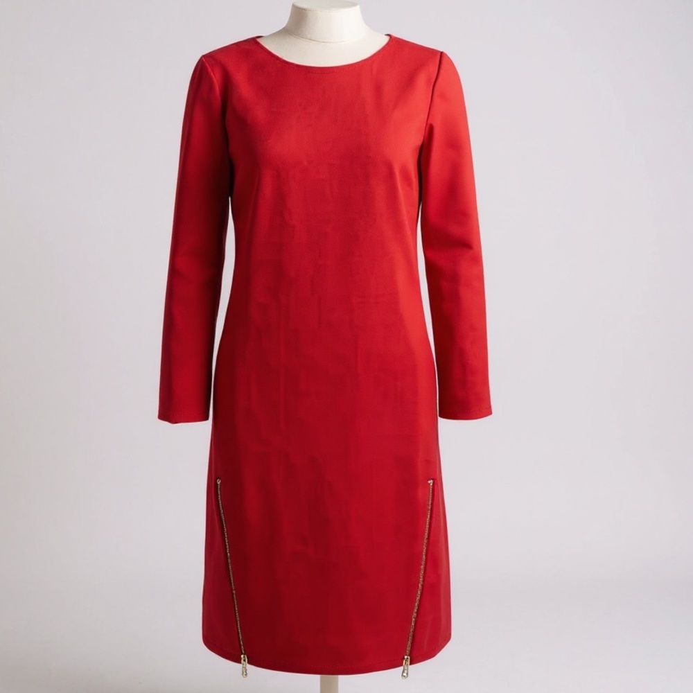 J. Crew Red Double Zip Shift Dress XXS